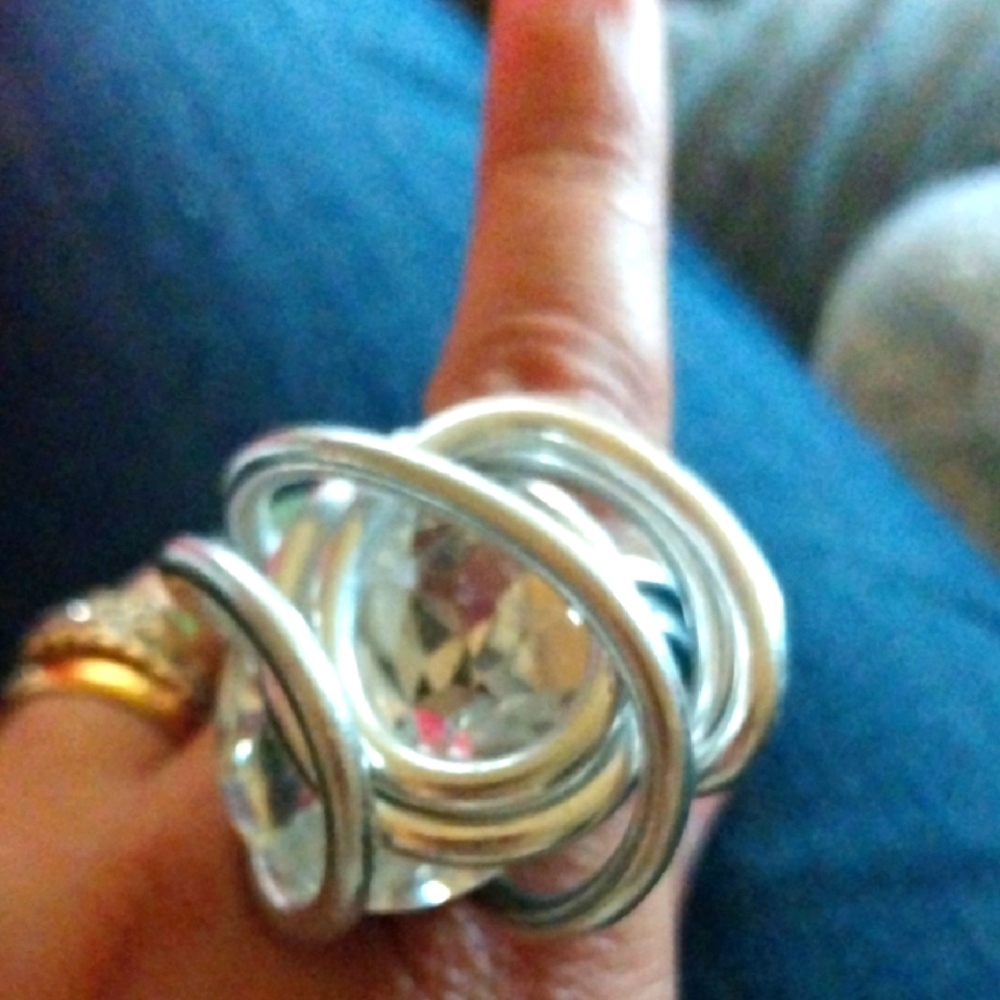 Silver and Crystal Statement Ring